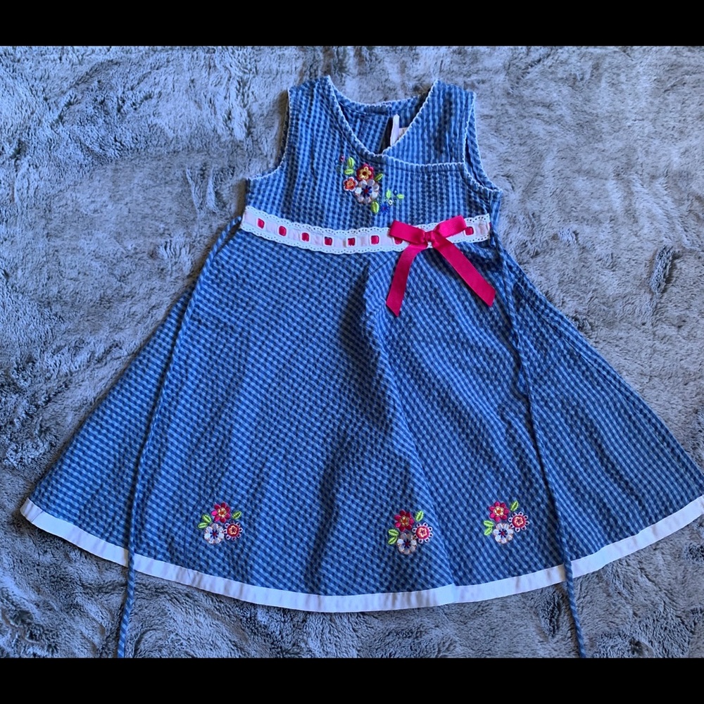 Blue Flower embroidery dress